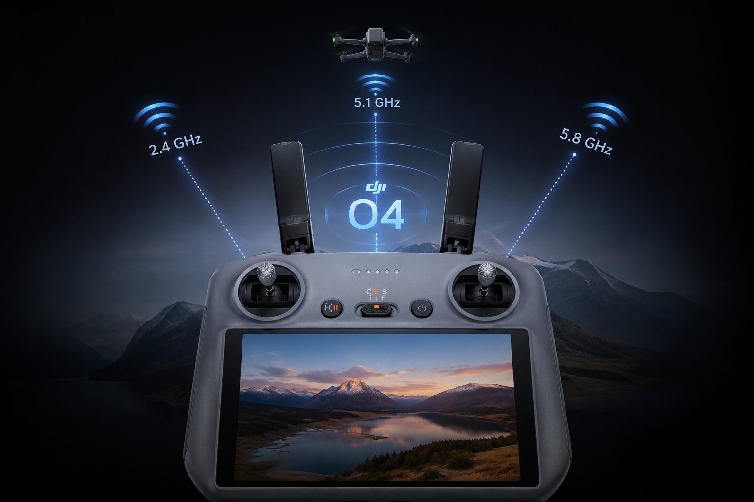 Sistema de transmisión DJI O4 en DJI RC 2