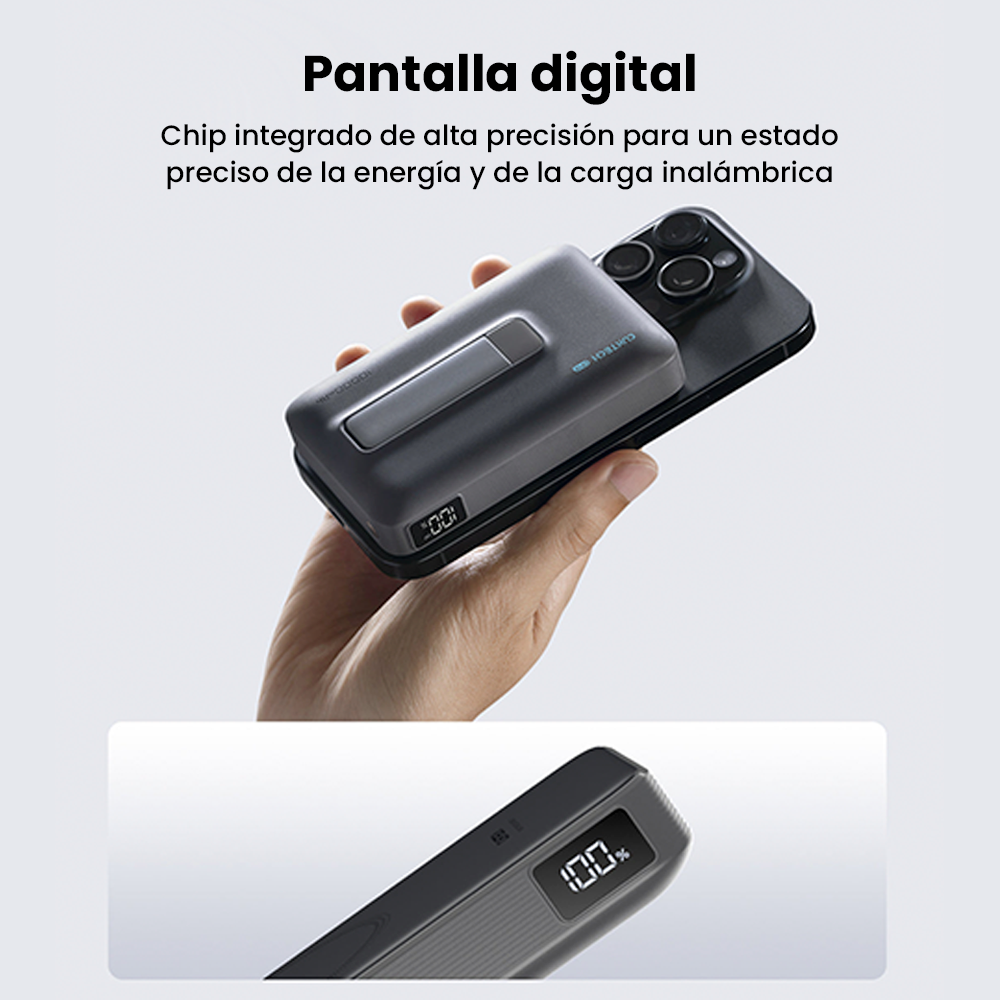 CUKTECH CP13 Qi2 Power Bank Magnética 10000mAh 30W Gris - Imagen 4