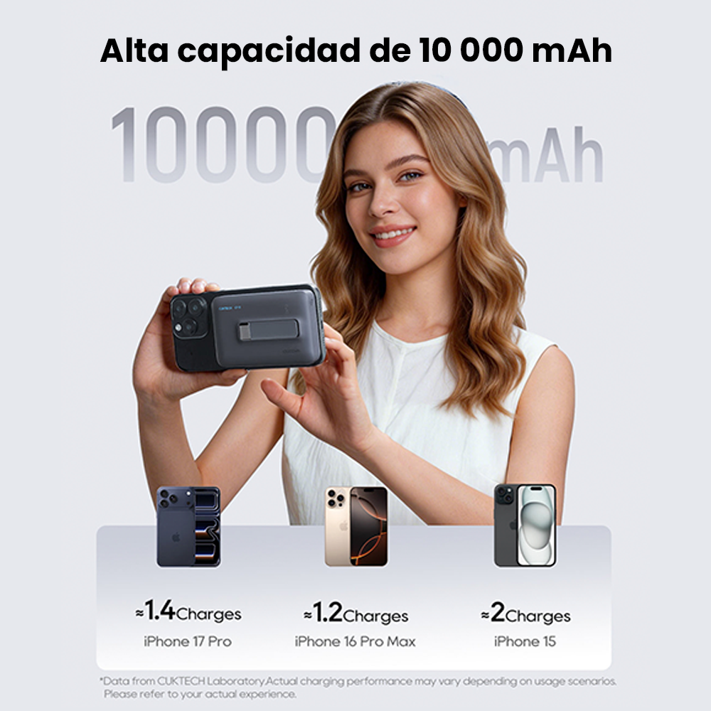 CUKTECH CP13 Qi2 Power Bank Magnética 10000mAh 30W Gris - Imagen 5