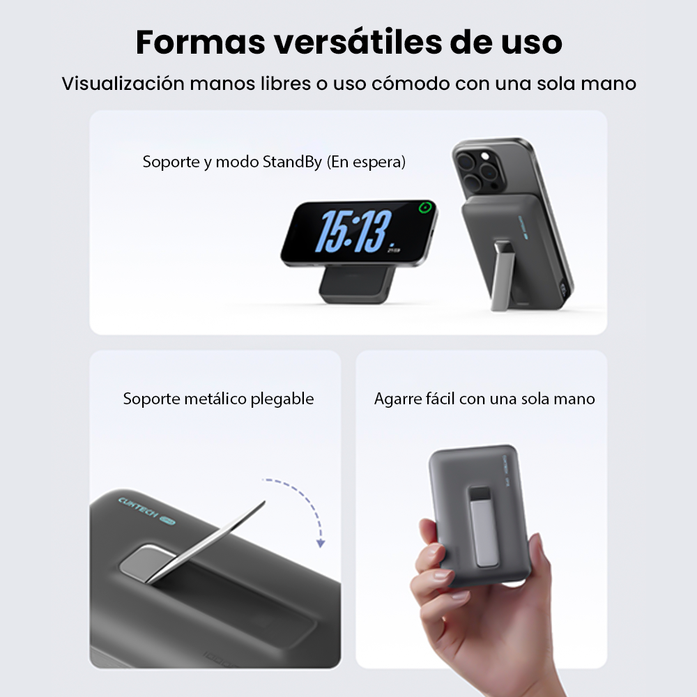 CUKTECH CP13 Qi2 Power Bank Magnética 10000mAh 30W Gris - Imagen 6